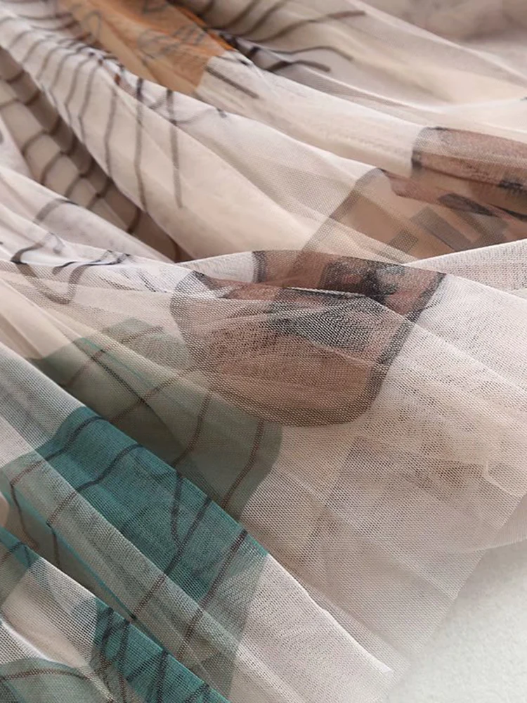 Юбка женская трапециевидная плиссированная средней длины с высокой талией SM1970 -