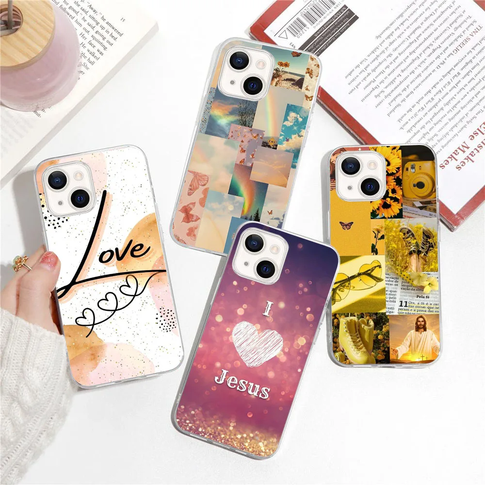 AU-32 Przezroczyste etui Jesus God Loves для Samsung A23 A52S A22S A55 A35 A25 A15 A34 A54 M23 M33 M52 M53
