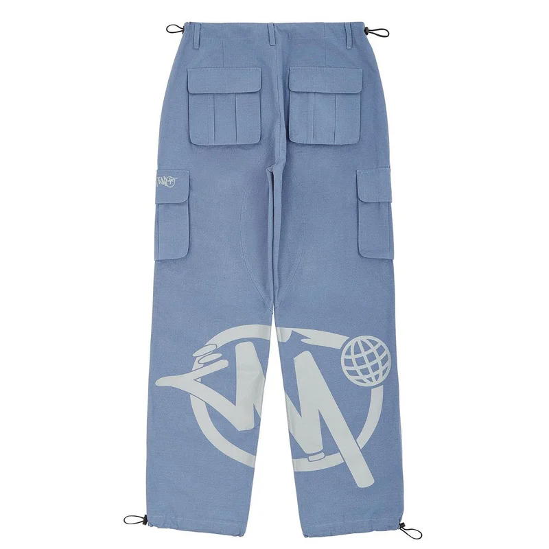 

Hip Hop Y2K Overalls Man Retro Loose Jeans Pockets Wide Leg High Waist Jumpsuit Straight Tube Loose Denim Trousers Street Wear