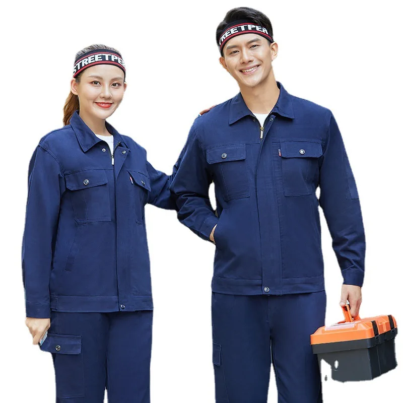 

100% cotton Work Clothing welding suit long sleeves plain color wear resistant factory workshop working Uniforms worker Coverall