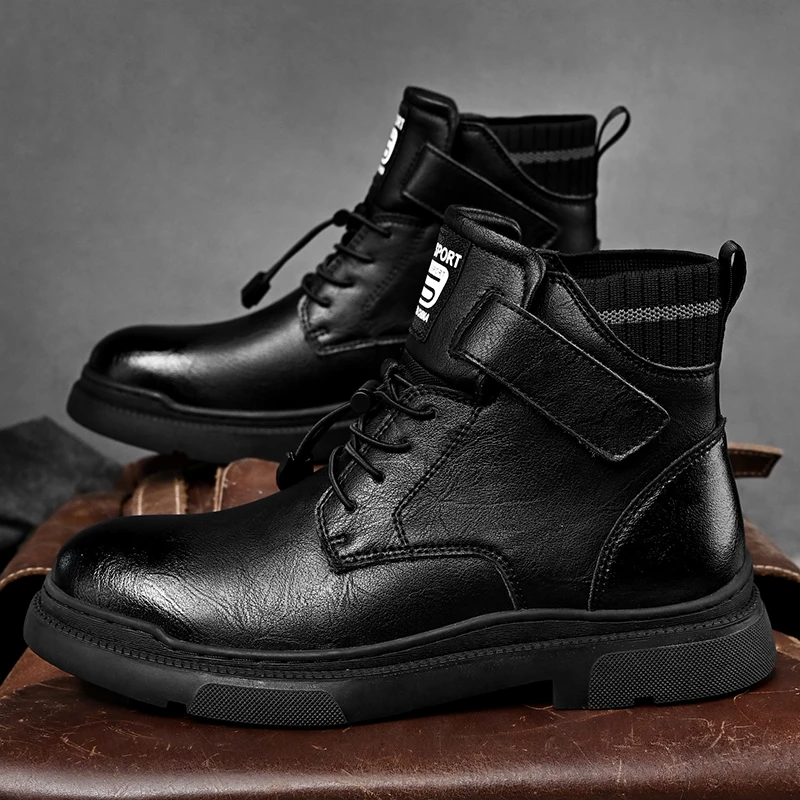 

New Arrival Motorcycle Boots Men Black Working Boots For Mens Good Quality Casual Boots Men Fashion Brand Shoes For Men