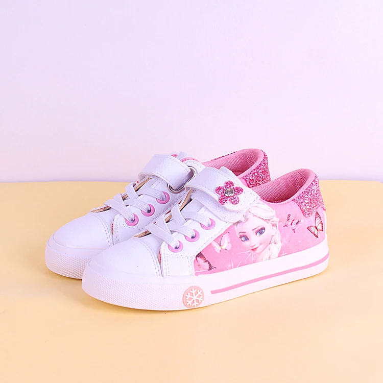 

frozen girls soft cartoon non-slip soft bottom shoes disney fabric pu kids casual shoe for kids gift