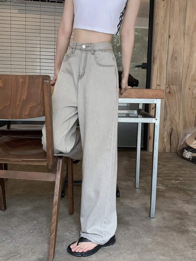 

N0062 Summer 2022 new niche washed distressed high waist loose hollow jeans women