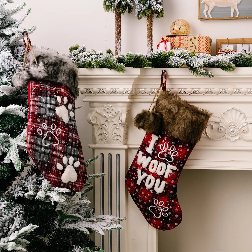 

Navidad Christmas Stocking Santa Sacks Gift Christmas Decor For Candy Bag Xmas Tree Hanging New Year 2023 Stocking Santa Present