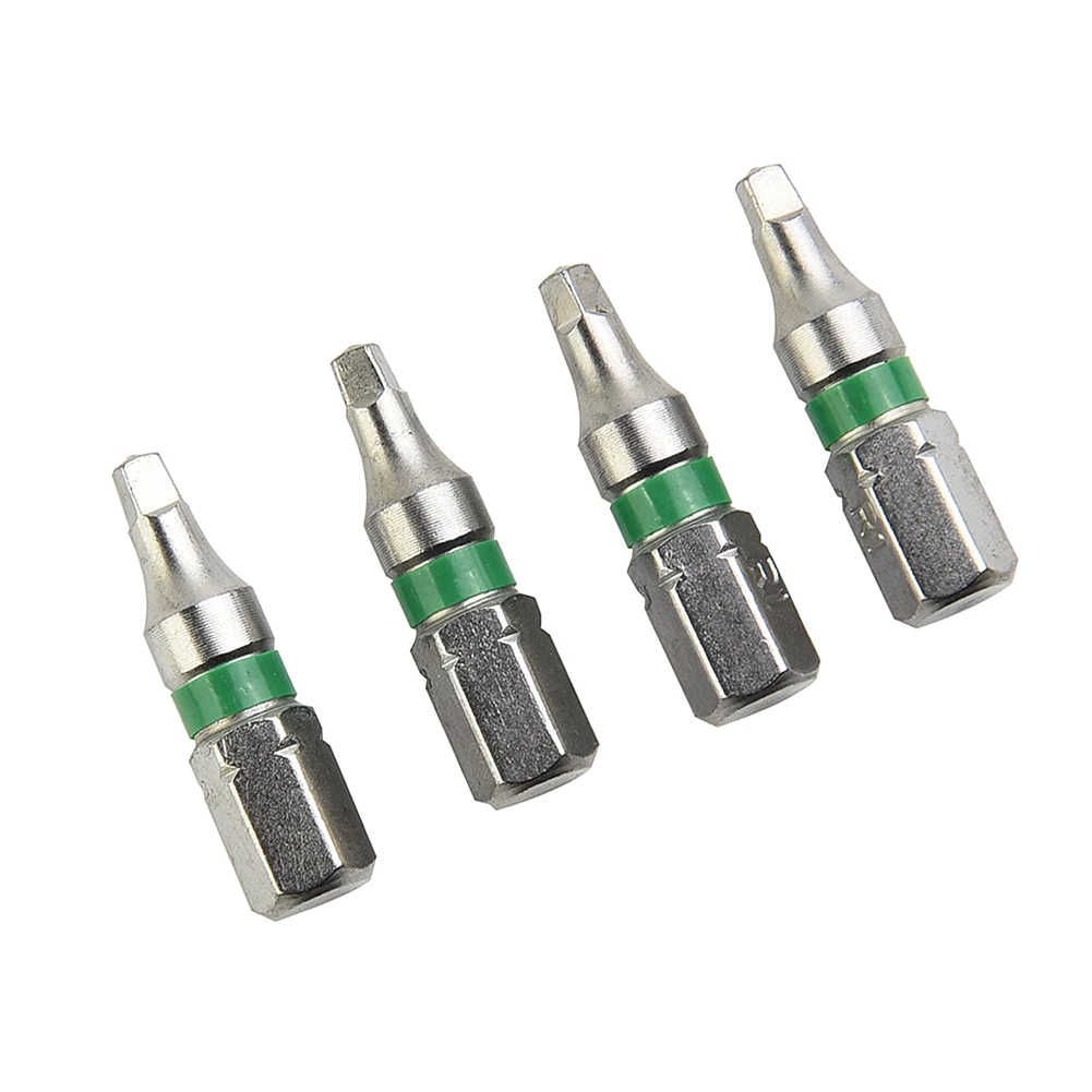 

4pcs 25mm Screwdriver Bits Magnetic Square Head 6.35mm Hex Shank Batch Head Non-Slip Screwdriver Set Hand Tools