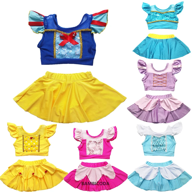 

Детский купальный костюм принцессы, комплект из двух предметов для косплея, Пляжное бикини, модная пляжная одежда с юбкой