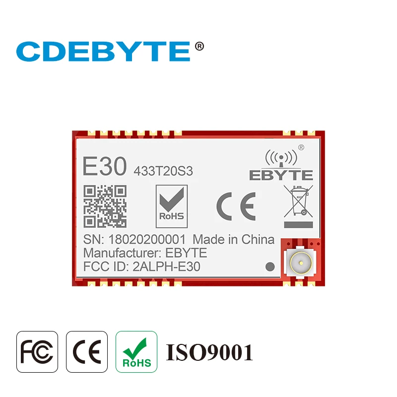 Беспроводной трансивер SI4438 433 МГц UART 100 мВт IoT, радиочастотный модуль IPEX, отверстие для штампа, большой диапазон 2,5 км, стандартный CDEBYTE