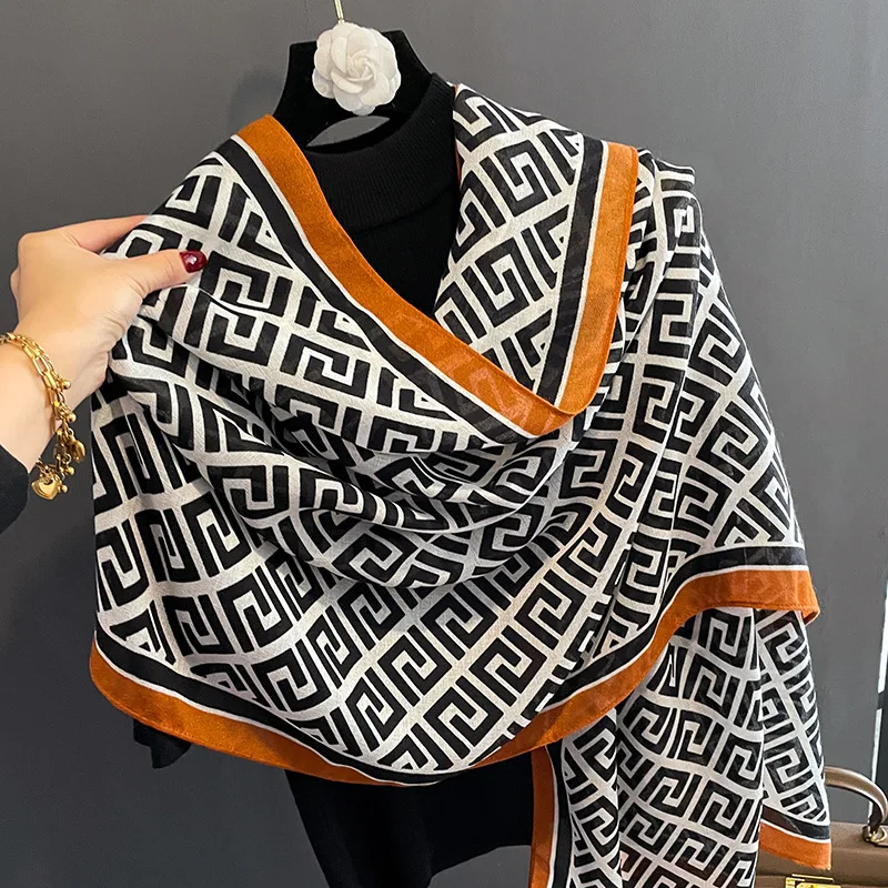 180*90 см большой хлопковый шарф для женщин элегантная Роскошная шаль палантины