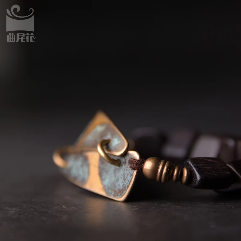 Bracelet Couple Original Retro Bronze Ornament Men Creative Personality Geometry Ebony Bracelet for Women