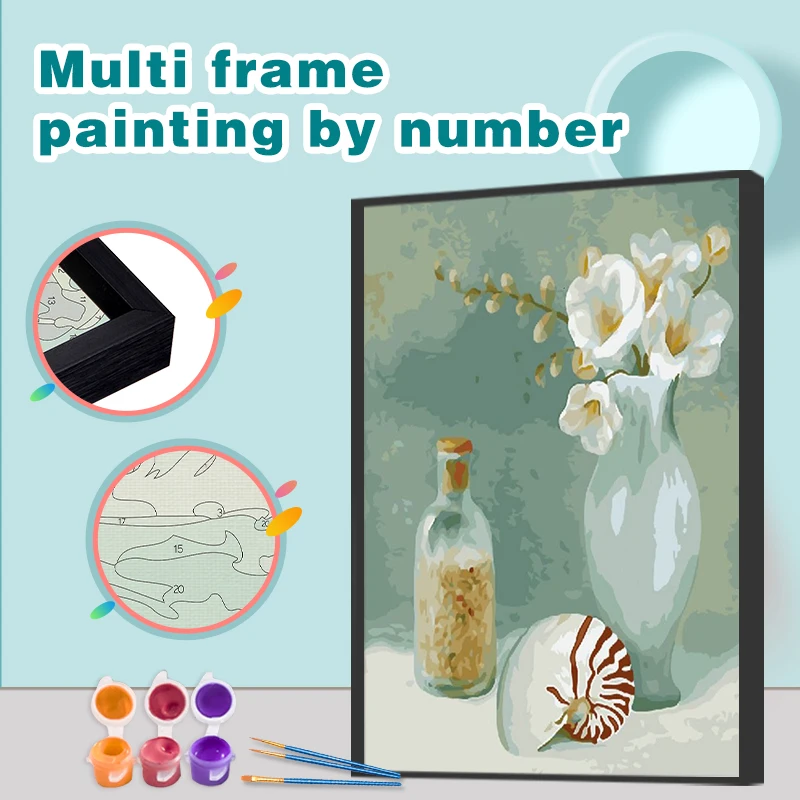 

GATYZTORY Paint By Number Flower Kits Handpainted Coloring By Number Multi Aluminium Frame Drawing On Canvas Home Decoration