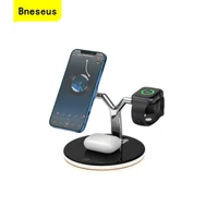 3-In-1 Magnetic Wireless Charger For iPhone Xiaomi Huawei Samsung Apple Watch Headset Mobile Phone Bracket Base