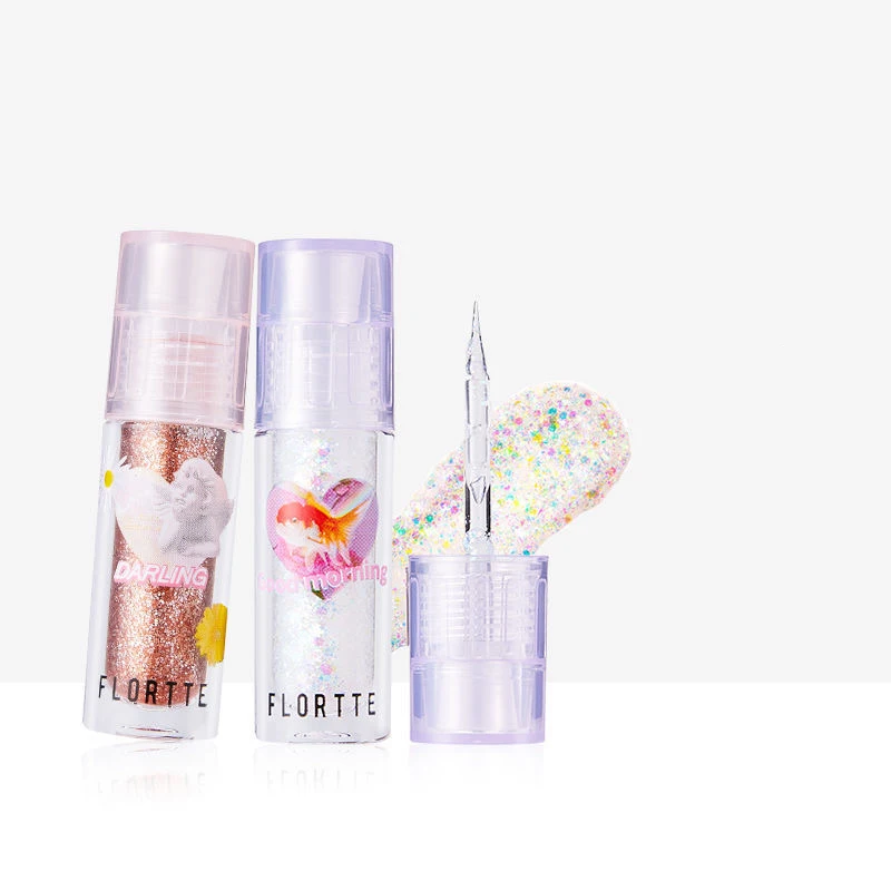 Жидкие тени для век FLORTTE мерцающие и металлические блестящие