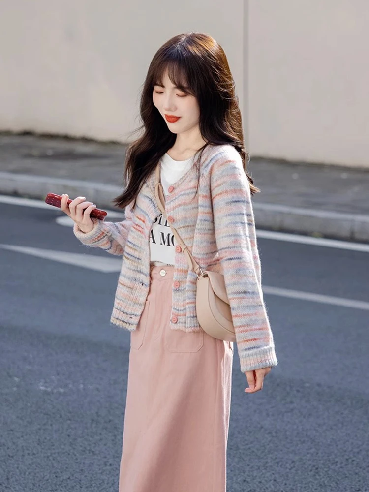 Японский модный свитер в стиле ретро верхняя одежда для женщин весна и осень 2024