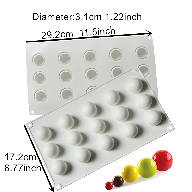

Silicone Chocolate Mold Cake Moulds Half Sphere Candy Truffle Baking Non-stick Candle Chocolate Cake Baking Ice Tray Stick Tool