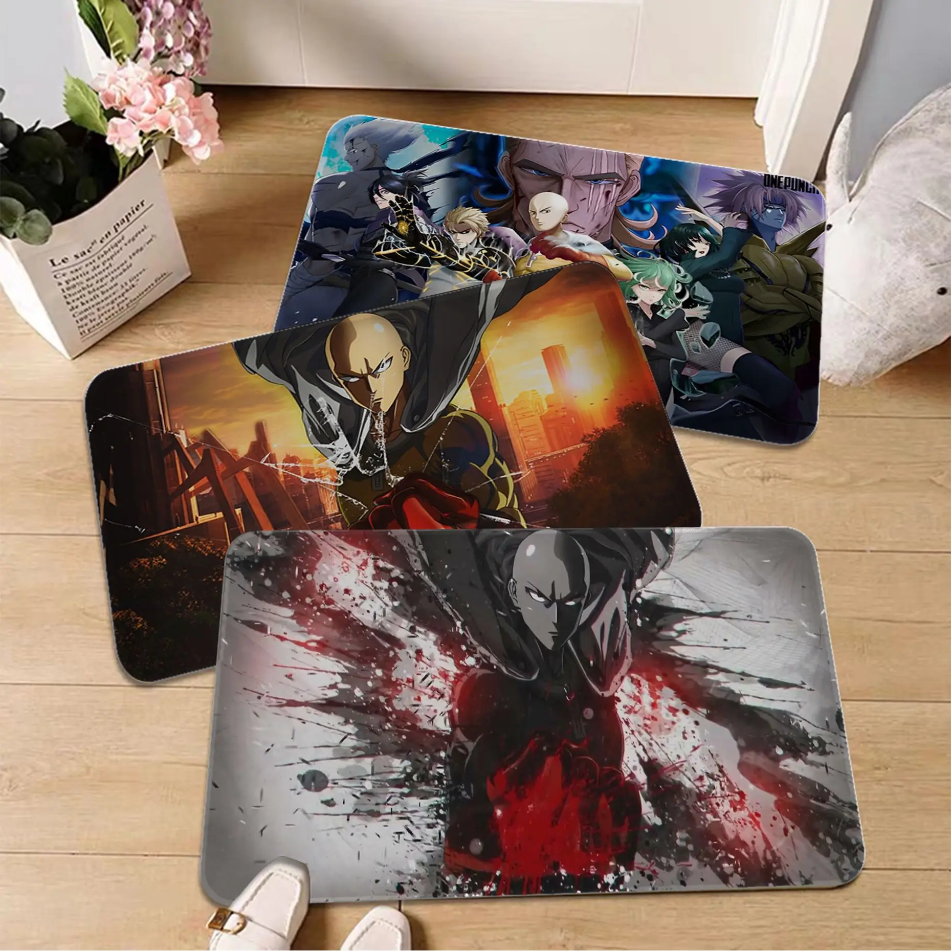 

Anime One Punch Man Bath Mat Nordic Style Bedroom Living Room Doormat Home Balcony Anti-Slip Household Carpets
