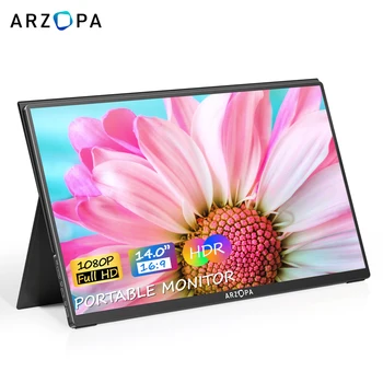 14.0inch ARZOPA 1080p portable monitor Ultrathin usb c HDMI-Compatible ips screen portable gaming monitor pc for switch ps4 ps5 1