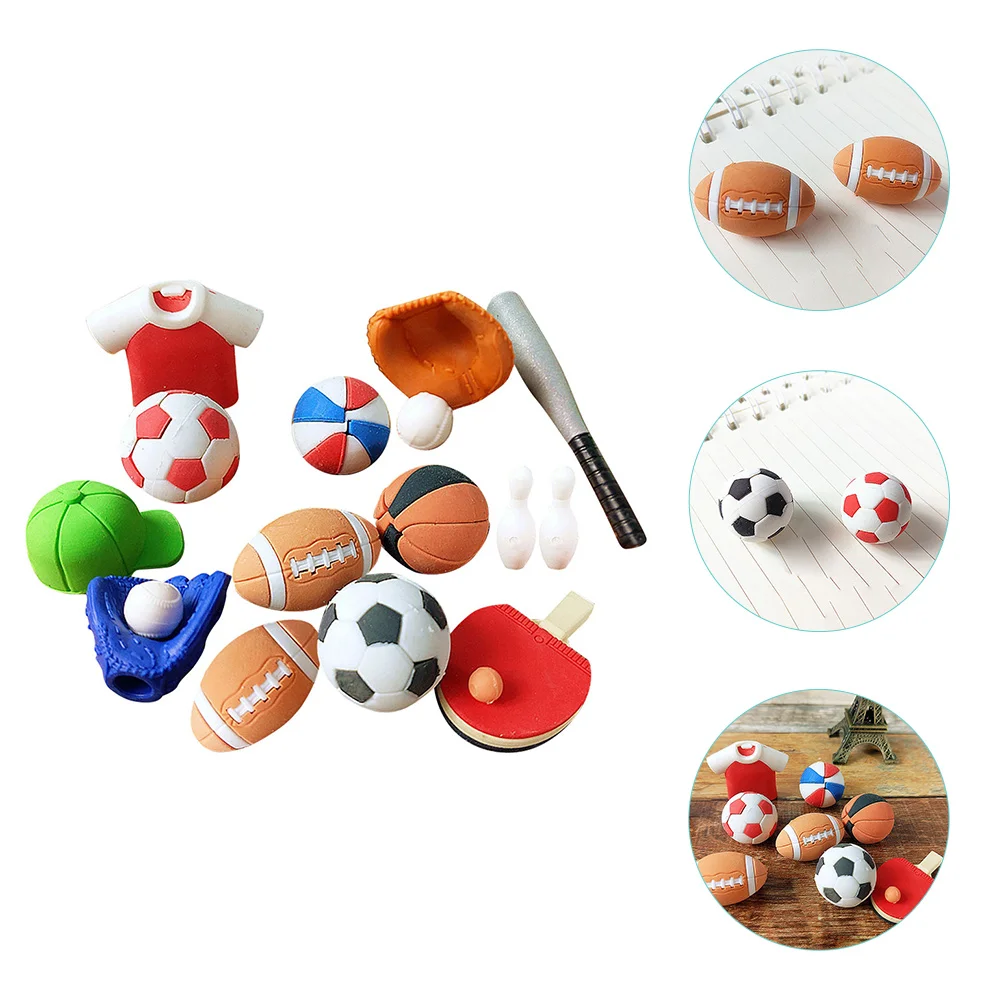 

25 Pcs Simulation Ball Children Cartoon Erasers Foam Baseballs Kids Basketball School Tpr Tiny House Ornament Decor