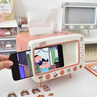cartoon tissue storage box simple and cute drawing paper box tv plastic table living room multifunctional mobile phone bracket