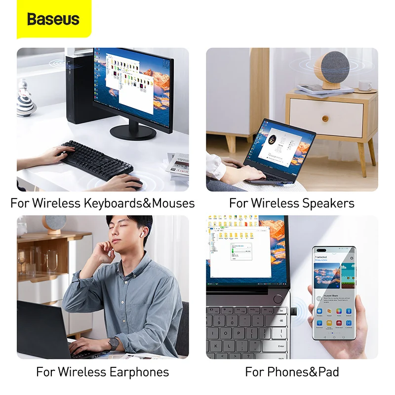 USB Bluetooth-адаптер Baseus BA04 музыкальный аудиоприемник 5 0 передатчик для ПК ноутбука