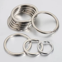 20pcs Stainless Steel Key Rings 20/25/28/30/35mm Round Flat Line Split Rings Keyring for Jewelry Making Keychain DIY Findings