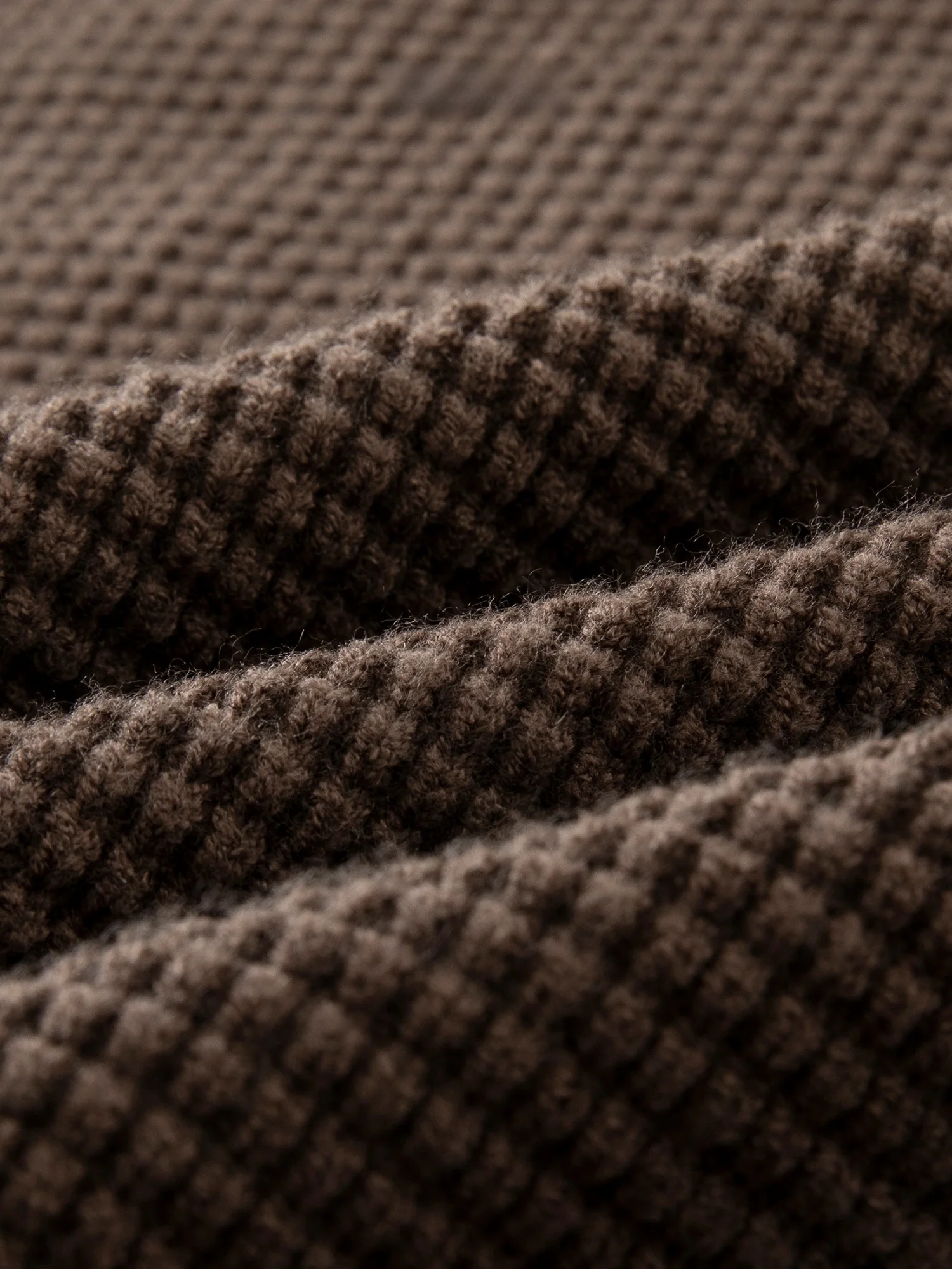 Waffle Sweater Men's Autumn and Winter Design round Neck Loose Casual All-matching Solid Knit