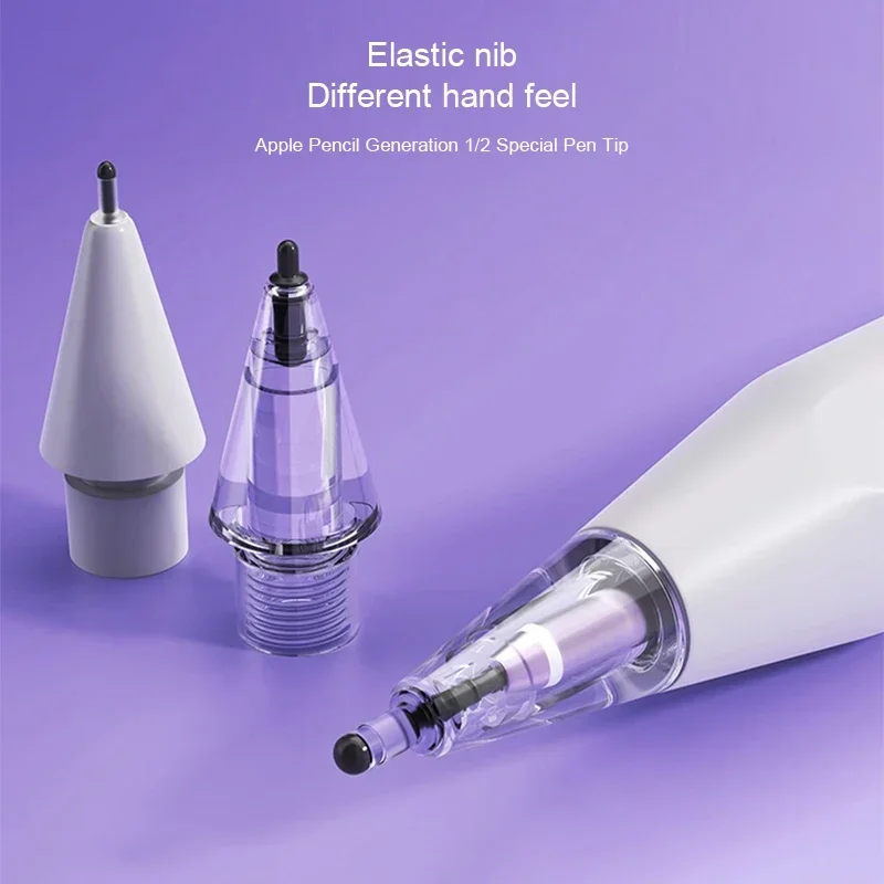

Pencil Tips 4B 2B HB For Apple Pencil 1/2 Gen Replacement Crystal Diamond Tips Anti-wear Stylus Pen White Elastic Nib Durable