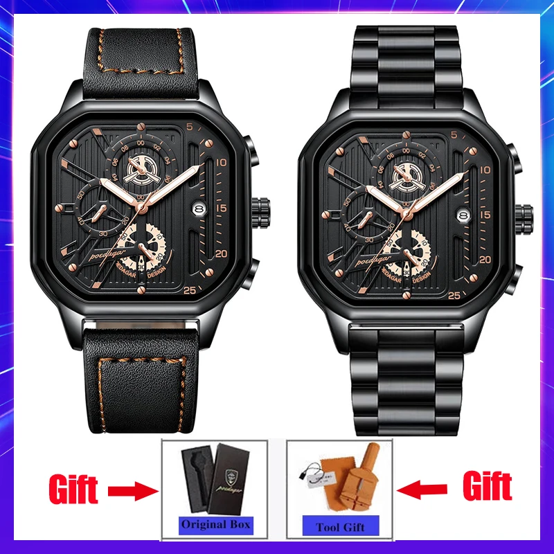 

Top Brand Luxury Watch For Men Fashion Leather Stainless Steel Chronograph Waterproof Luminous Military Men's Wristwatches Reloj