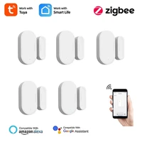 zigbee tuya door window sensor mini wireless connection detector smart home security works with alexa google home smart life