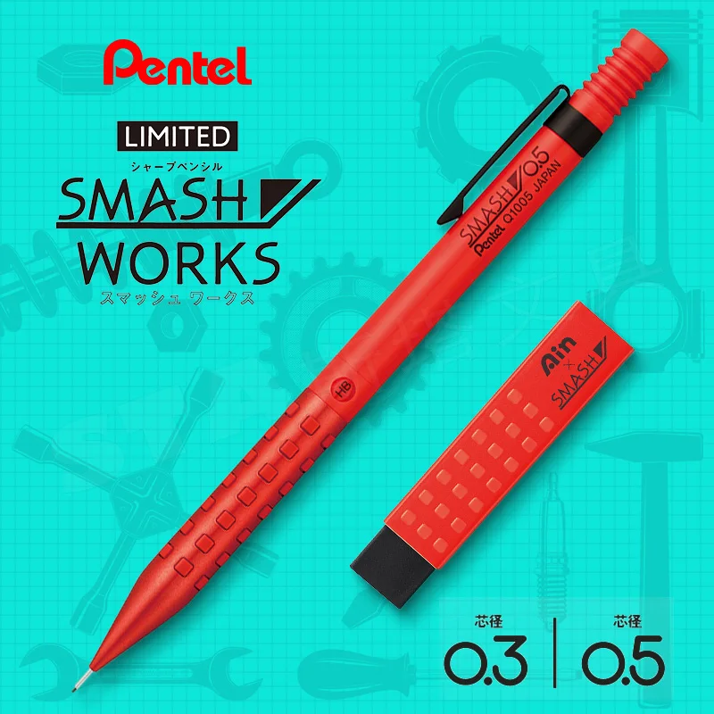 Фото Pentel Smash Q1005 Художественный рисунок Металлический механический карандаш с низким центром тяжести, устойчивый к скольжению 0,5 мм для рисования, письма №2