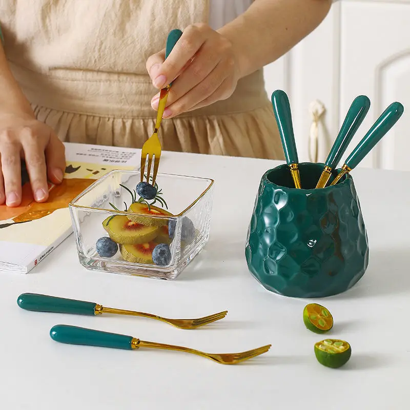 

Forks for Children Tableware Kitchen Dining Bar Home Garden Mini Fruit Forks Stainless Steel Cutlery Spoon and Fork Set