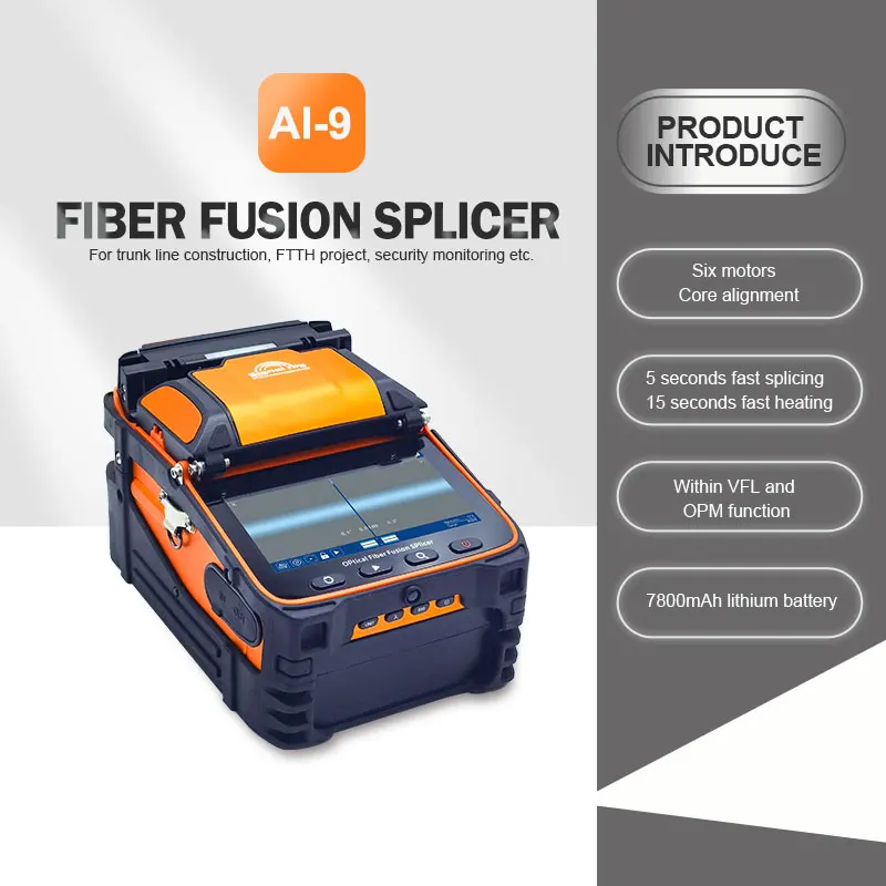 

Original AI-9 Signal Fire SM & MM Multi-Language FTTH Fiber Optic Splicing Machine Optical Fiber Fusion Splicer