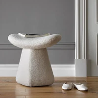 nordic creative ottoman shoe changing stool plush pedal bedroom lamb velvet makeup stool dining room living room furniture