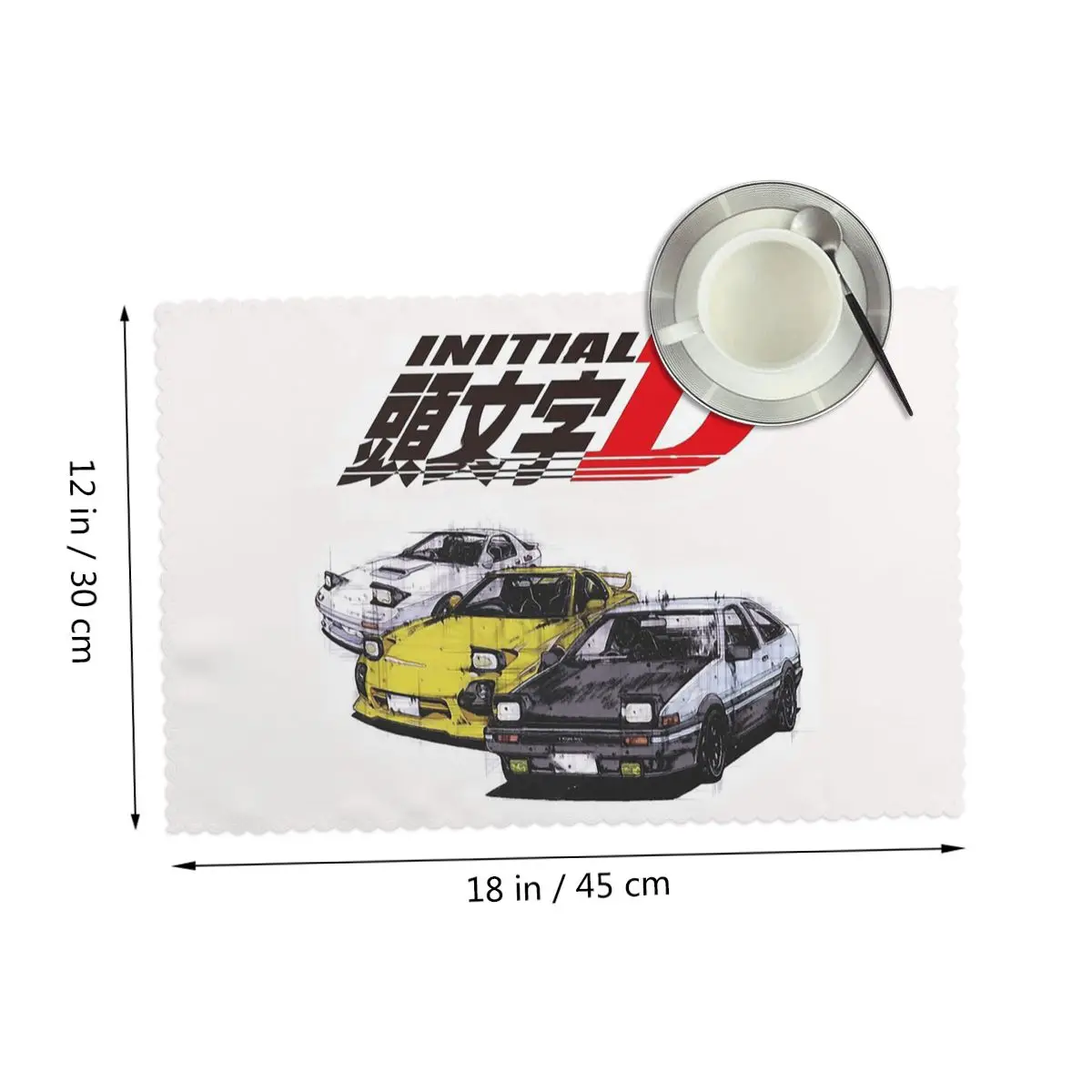 Фото Супервпитывающий нескользящий коврик-подставка для тарелок и мисок Initial D Neon AE86 для обеденного стола №2