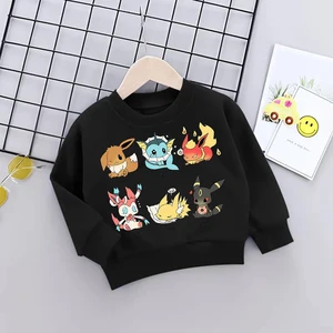 Imported Pokemon Kids Baby Boy Sweatshirts Eeveelution Eevee Vaporeon Flareon Umbreon Sylveon Hoodie Anime Lo