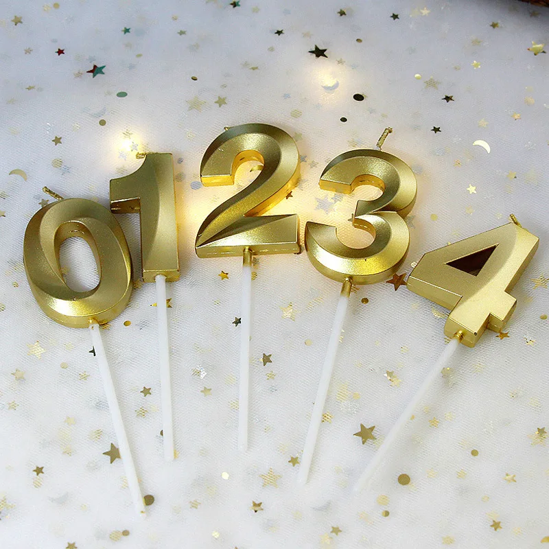 

Golden Diamond Birthday Candles 0-9 Digital Cake Topper Number Wedding Cakes Dessert DecorParty Supplies Accessories