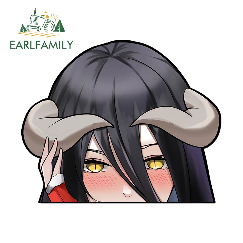 

EARLFAMILY 13 см X 10,6 см Hentai Albedo Peeker аниме виниловые наклейки на машину интересные аксессуары для мотоциклетного зеркала заднего вида