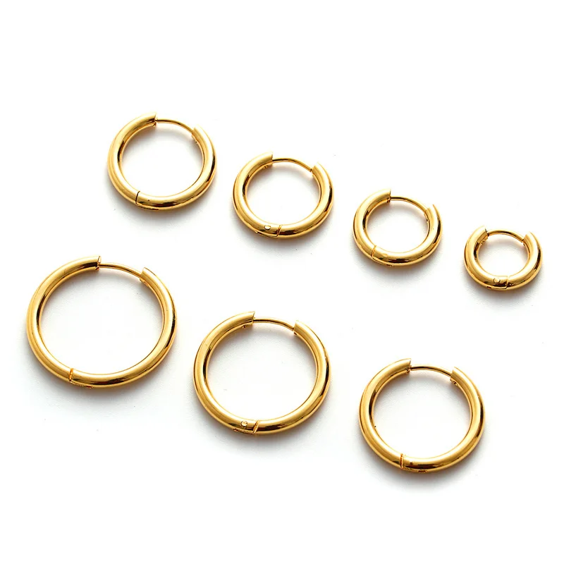 

Classic Circle Hoop Earrings Women Anti-allergic Ear Buckle 1pair Stainless Steel Earrings For Women Jewelry Accessories