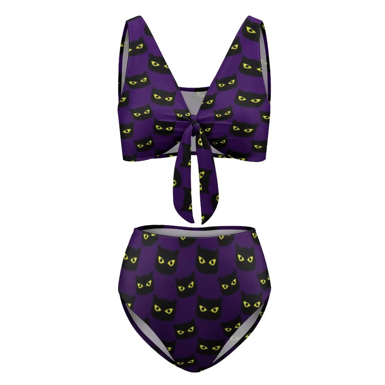 Женский раздельный купальник пуш-ап черный и фиолетовый цвет |