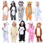 Пижама детская зимняя с капюшоном, мягкая пижама в виде кролика, животного, единорога, панды, единорога, для мальчиков и девочек