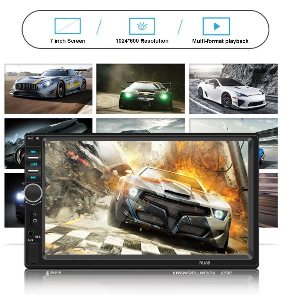 

Car HD MP5 Player 7" Inch Double 2 DIN Bluetooth-compatible Car Radio Stereo FM AUX Multimedia Player Touch Screen Reverse Image