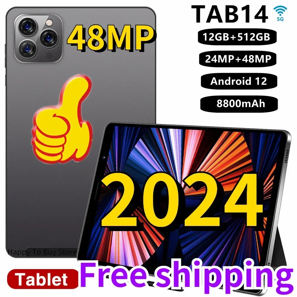 

Gobal Version New Tab14 Tablet Pc 8 Inch Android 12 Bluetooth 12GB 512GB Deca Core Google Play WPS 5G/4G WIFI Hot Sales Laptop