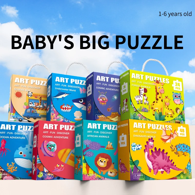 

24/48/60 Pieces Wooden Jigsaw Puzzle Kids Toy Cartoon Animal Jigsaw Puzzles Game Early Educational Toys Gift Set for Children