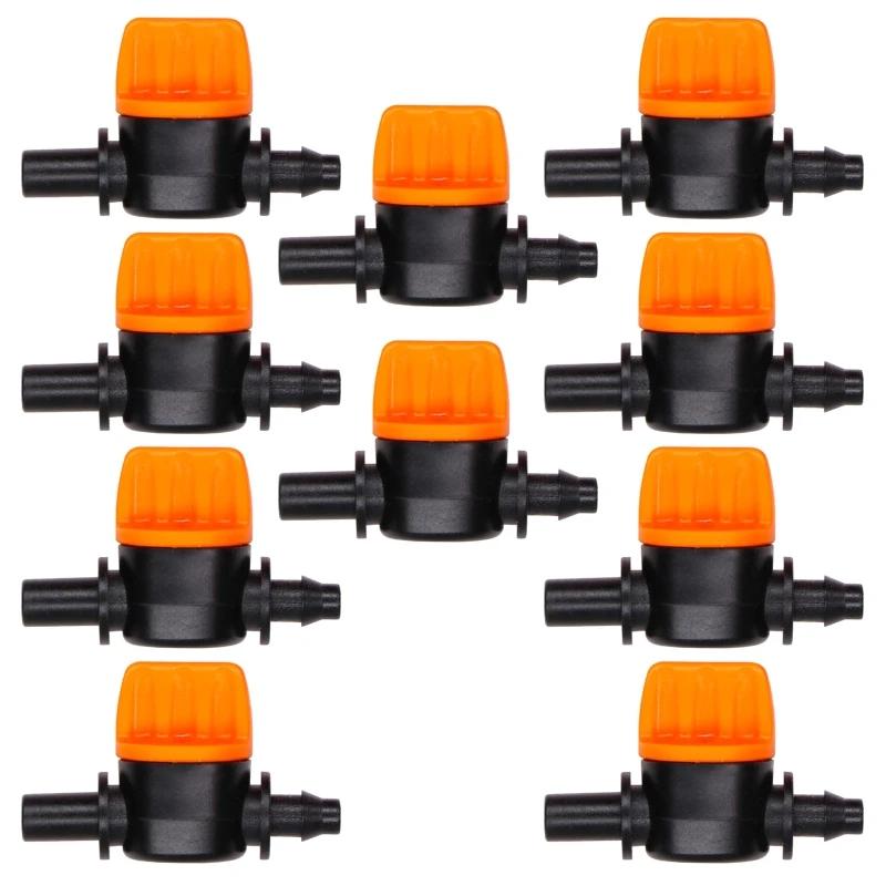 

Mini Drip Irrigation Switch Valve Gate Valves for 4/7-6MM Barbed + Flat Head Valve Water Stop Connector for Garden 10pcs