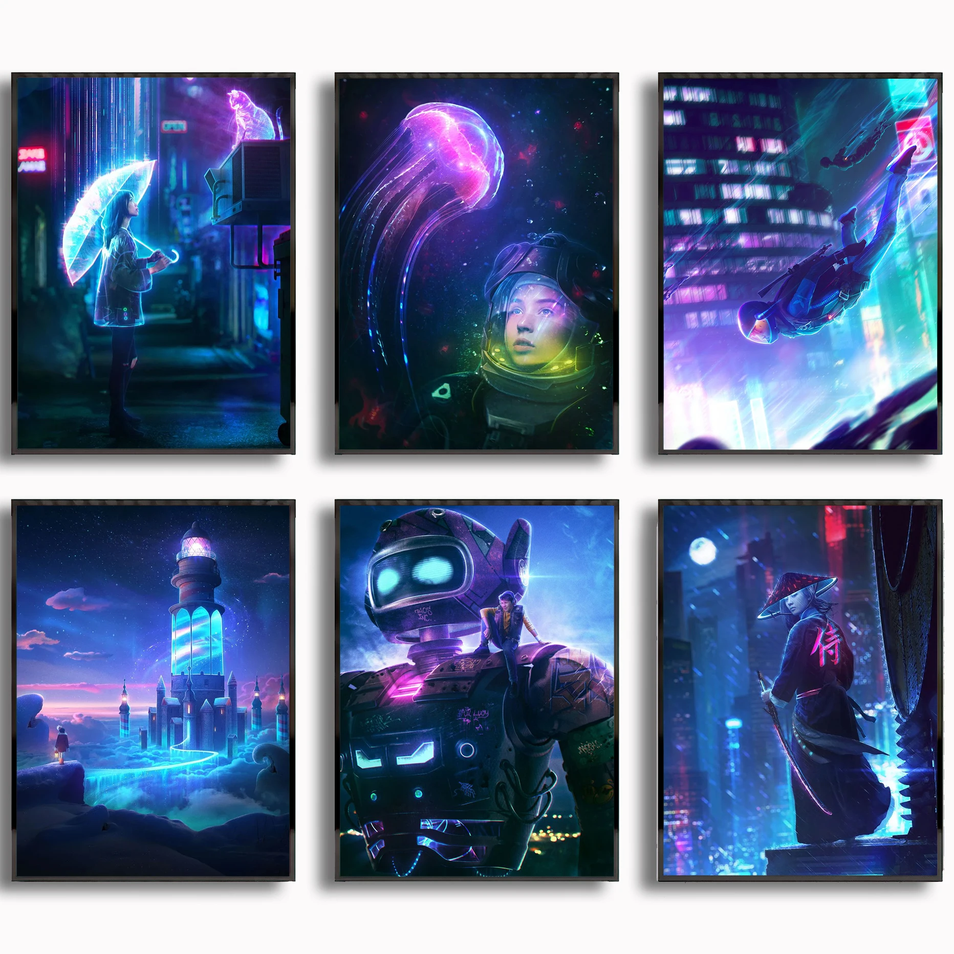 

Modern Home Decor Classic Neon Vibes Canvas Bedroom Bar Cafe Mural Wall Art Poster Figure Canvas Painting