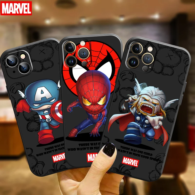 

Marvel Cartoon Spiderman Iron Man For Apple iPhone 11 12 13 Pro Max 12 13 Mini X XR XS Max SE 6 6S 7 8 Plus Phone Case Carcasa