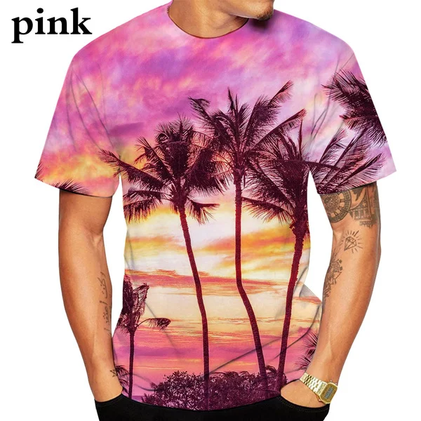 

Hot Hawaii the Land of Palm Trees and Sunshine 3D Print T-shirt Unisex Summer Tee Shirts Teen Loose Homme Tops