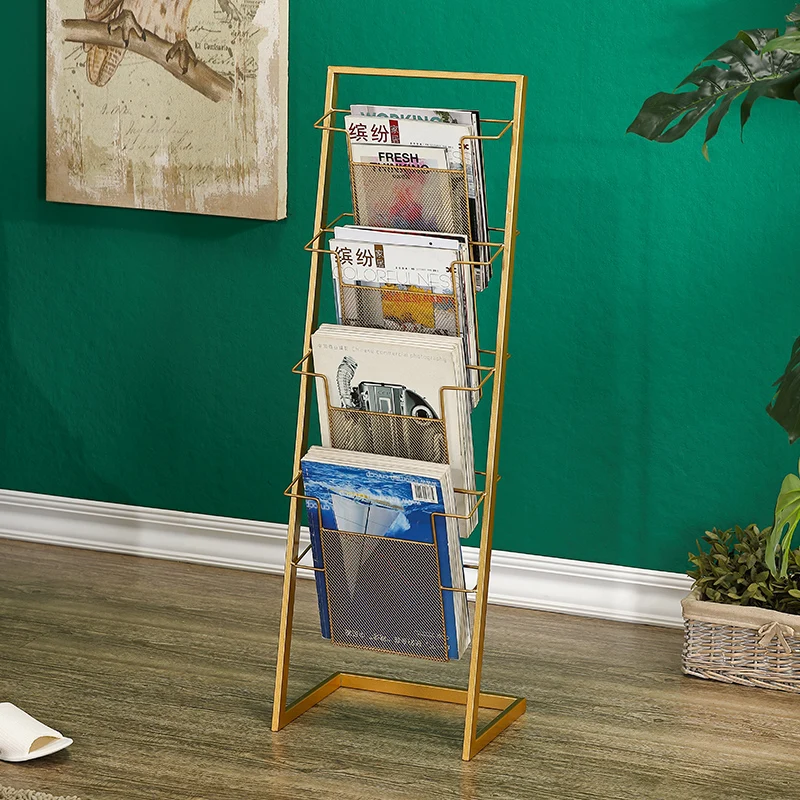 

New newspapers and magazines rack floor storage books brochures brochure display simple iron metal newspaper