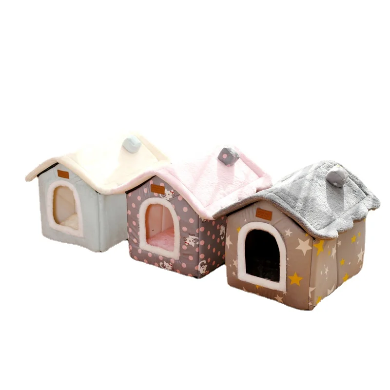 

Creative Pet Kennel Detachable Cat House Cute Cartoon with Mat Dog House Warm Comfort Luxury Cat Cave Bed Pet Supplies
