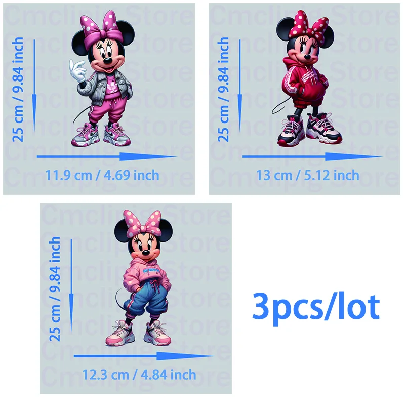 Street style Minnie Mouse custom patches thermo-stickers for children printing for clothes iron on transfer heat transfer vinyl