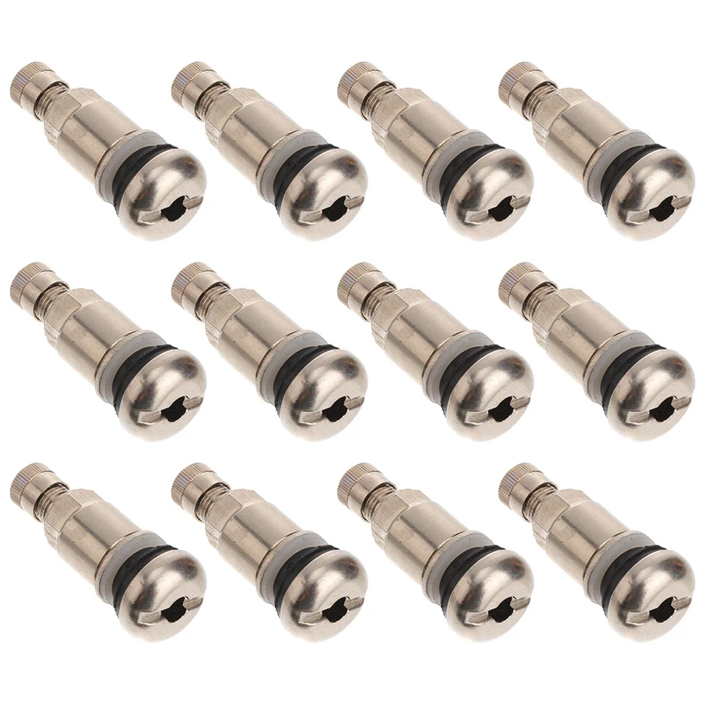 

12pcs Tire Caps Automotive Tire Valves Stem Caps Stainless Steel Tire Air Nozzle Caps